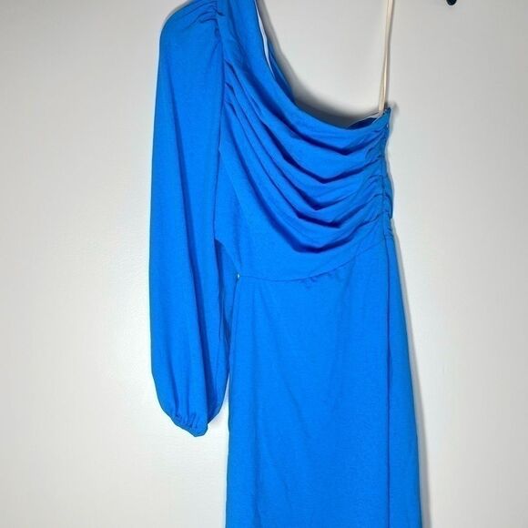 BCBGENERATION One Long Sleeve Bodycon Mini Dress Neck Shirred Bodice azure New4 - Picture 8 of 9